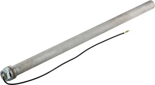 Bosch-Anode in zylindrischer Form, mit einem Anschluss für ein elektrisches Kabel an einem Ende und einer metallischen Gewindeaufnahme.